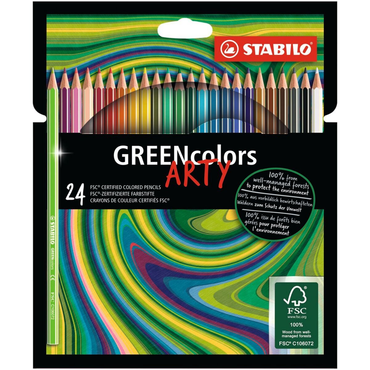 STABILO Etui de 24 crayons de couleur GREENCOLORS