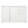 HOMCOM Commode buffet de rangement 2 tiroirs coulissants 3 portes étagère réglable panneaux de particules 117 x 36 x 74 cm blanc