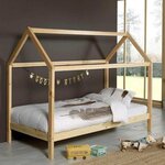 Paris Prix Pack - Lit Cabane Enfant & Matelas  Dallas  90x200cm Naturel