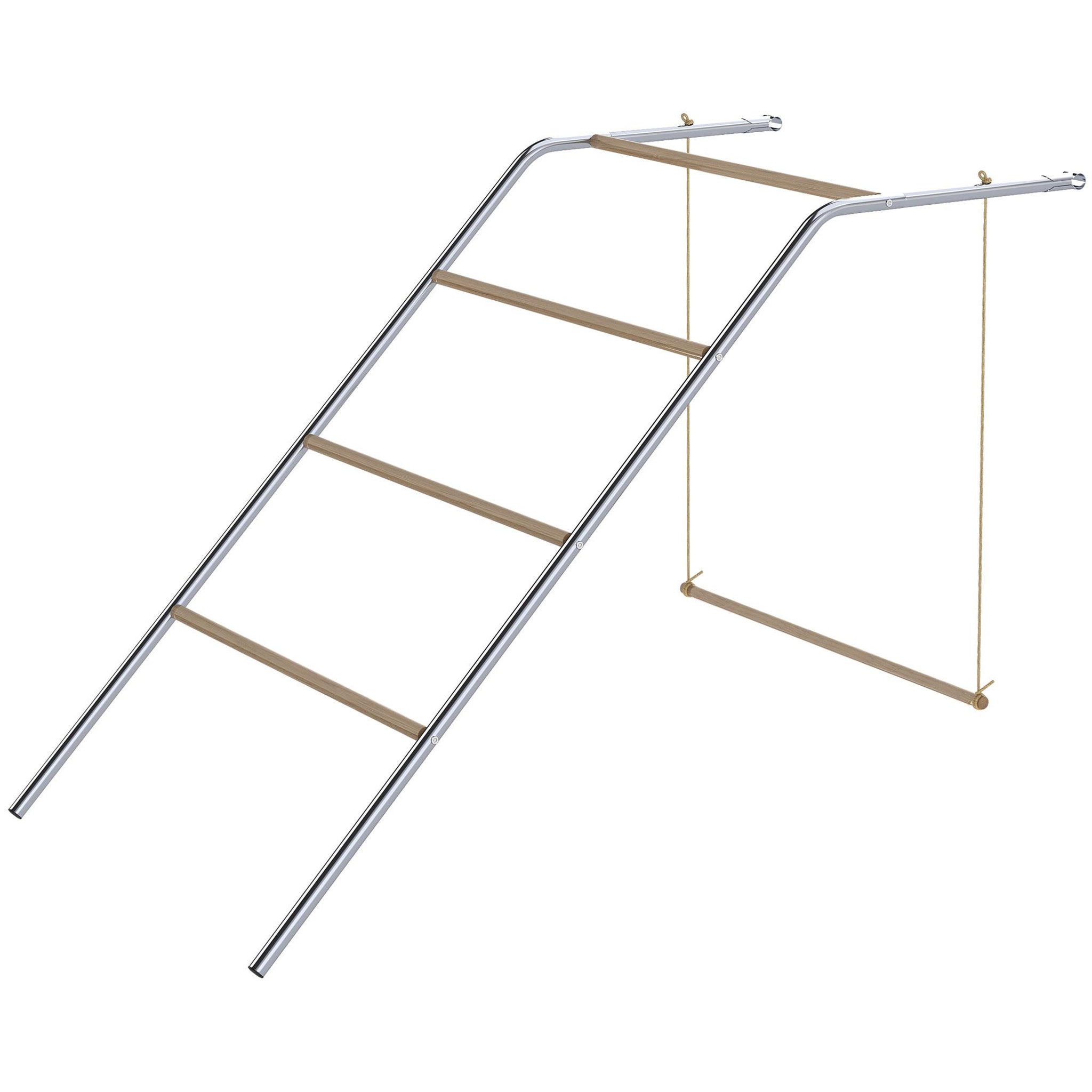 Voir la diapositive 5 : PAWHUT Perchoir balançoire pour poule - aire de jeu chicken activity - 150 x 82 x 110 cm - acier chromé bois verni