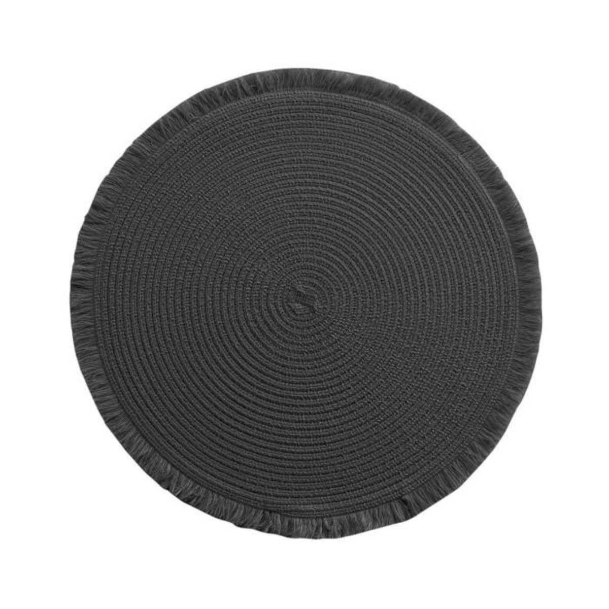 Paris Prix Set de Table Rond avec Franges  Falbala  38cm Noir