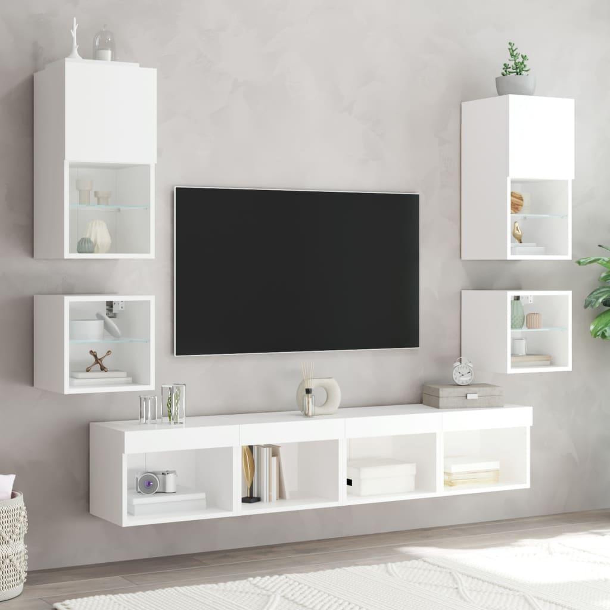 Voir la diapositive 4 : VIDAXL Table de chevet murale avec lumieres LED blanc