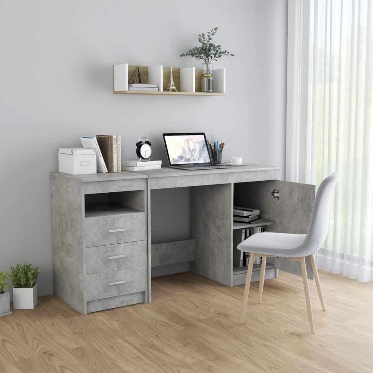 VIDAXL Bureau Gris beton 140x50x76 cm Bois d'ingenierie