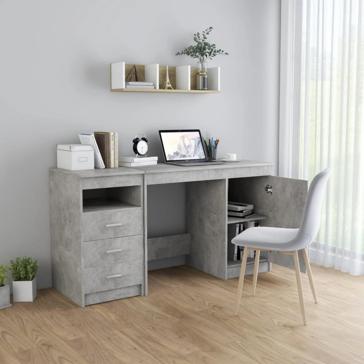VIDAXL Bureau Gris beton 140x50x76 cm Bois d'ingenierie