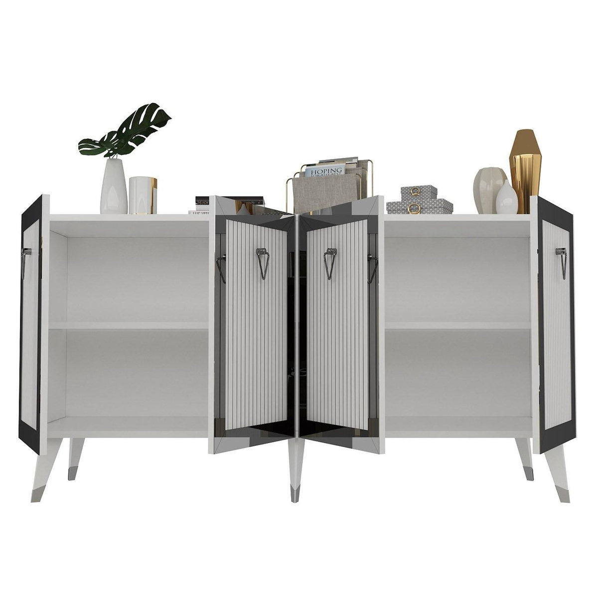 Habitat et Jardin Buffet en bois  Bare  - 150 x 40 x 80 cm - Gris