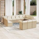 VIDAXL Salon de jardin avec coussins 13 pcs beige resine tressee