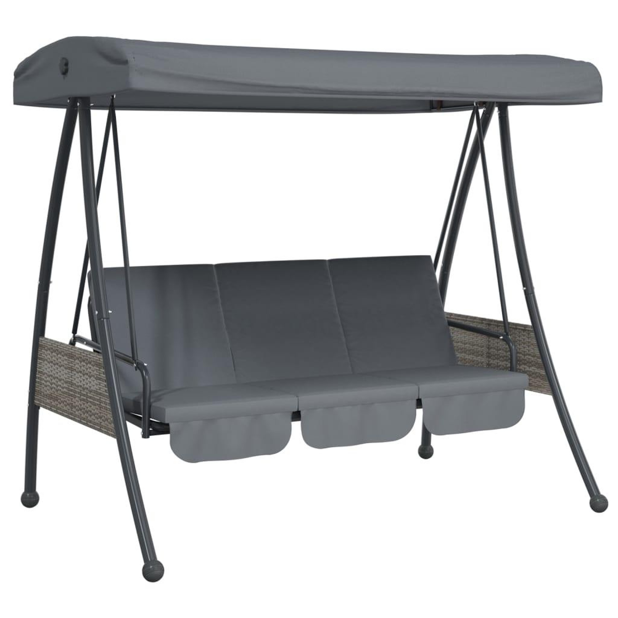 Voir la diapositive 2 : VIDAXL Balancelle de jardin avec auvent reglable gris fonce acier