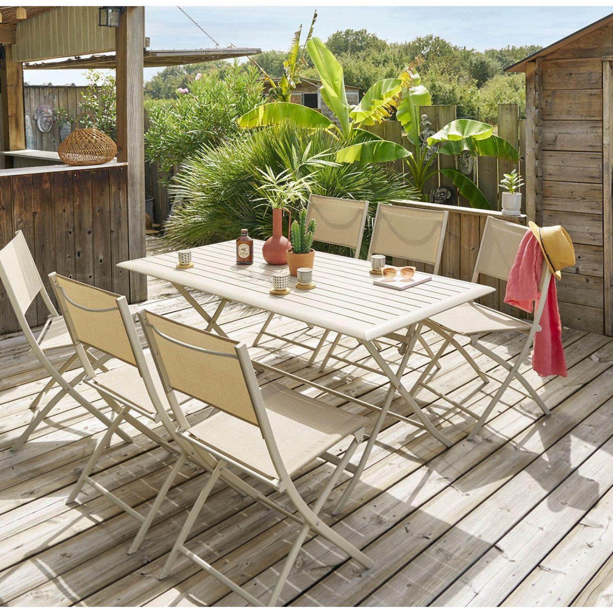 Voir la diapositive 2 : HESPERIDE Table de jardin pliante azua en aluminium