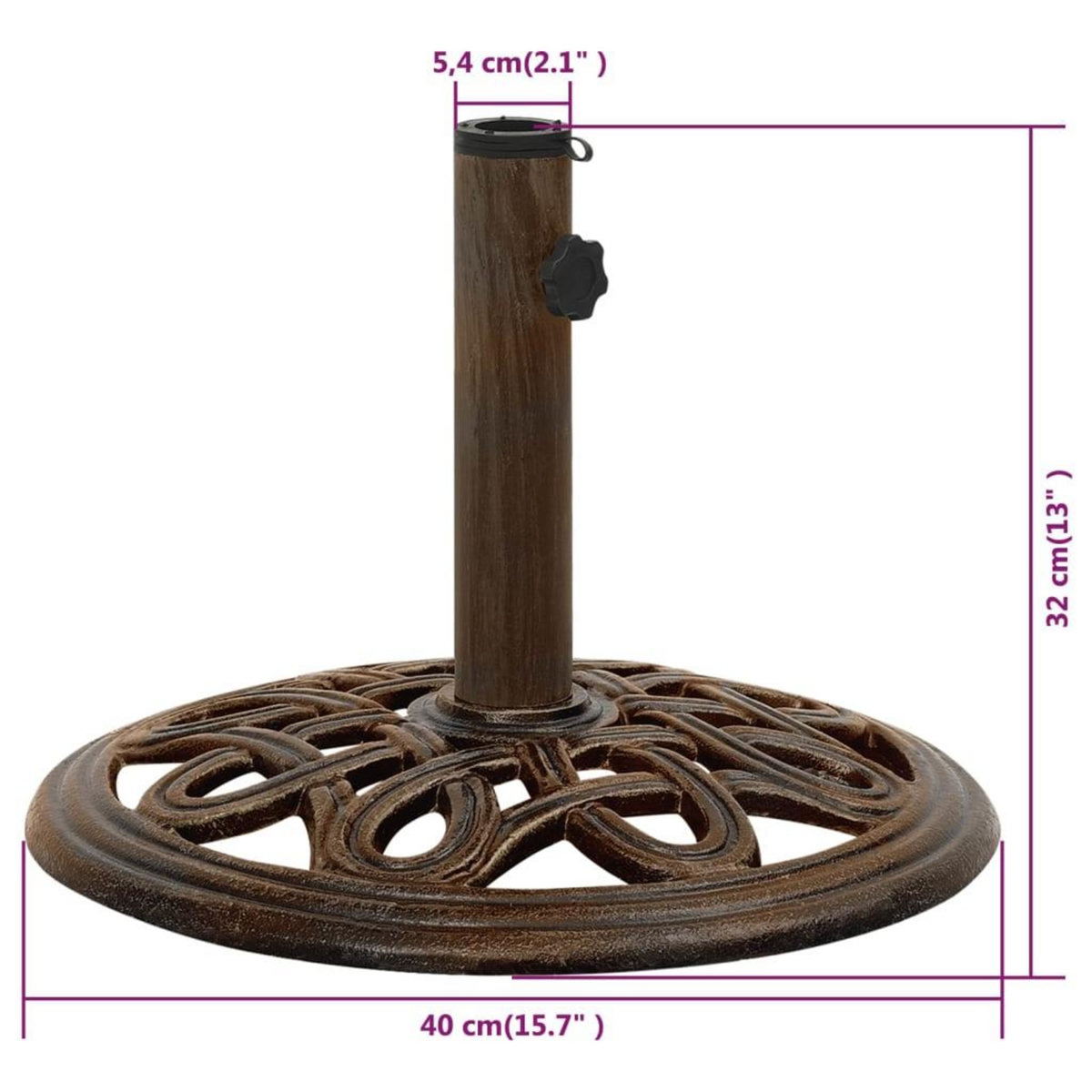 VIDAXL Socle de parasol Bronze 40x40x32 cm Fonte