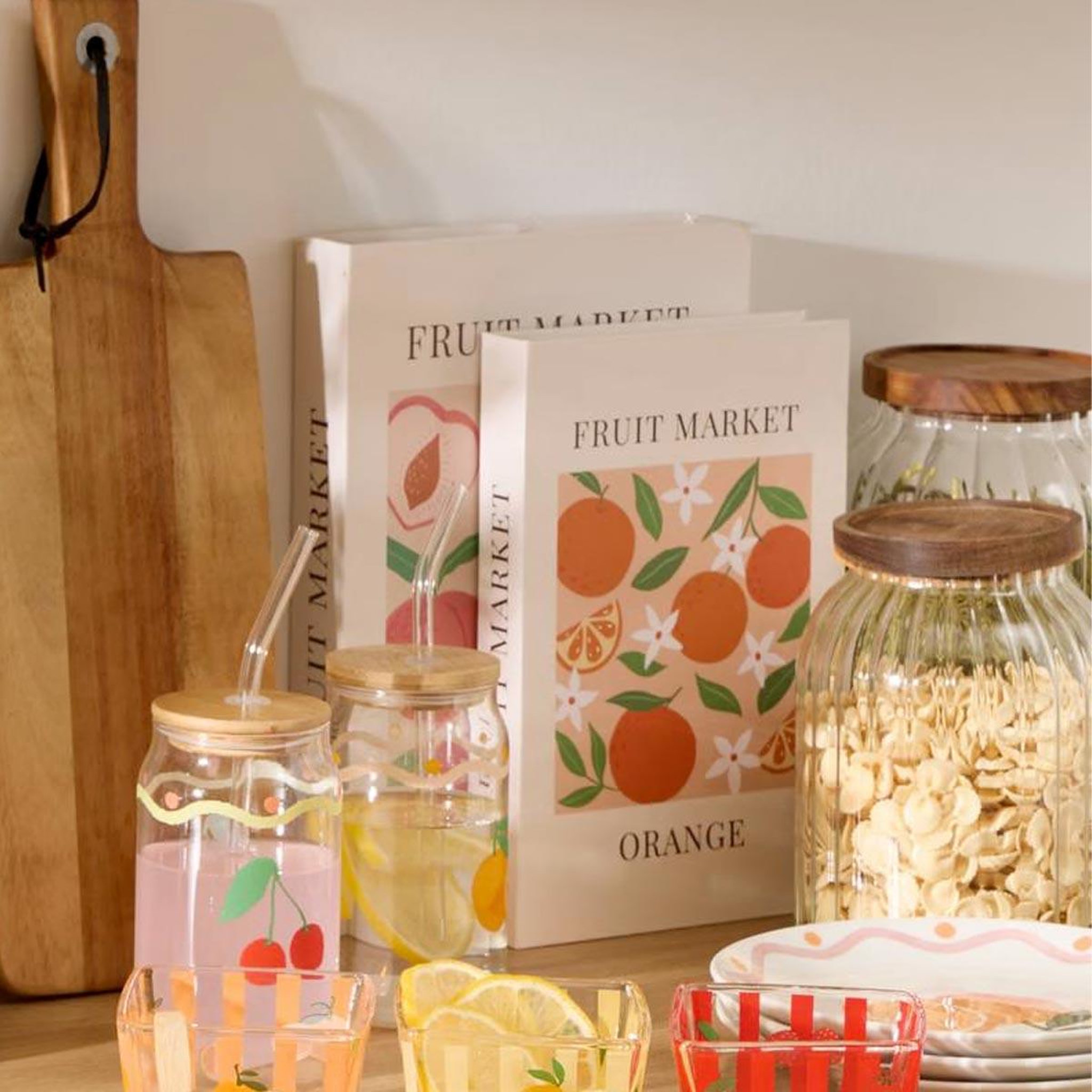 Voir la diapositive 3 : ATMOSPHERA Lot de 2 boîtes livres  fruity  33cm beige