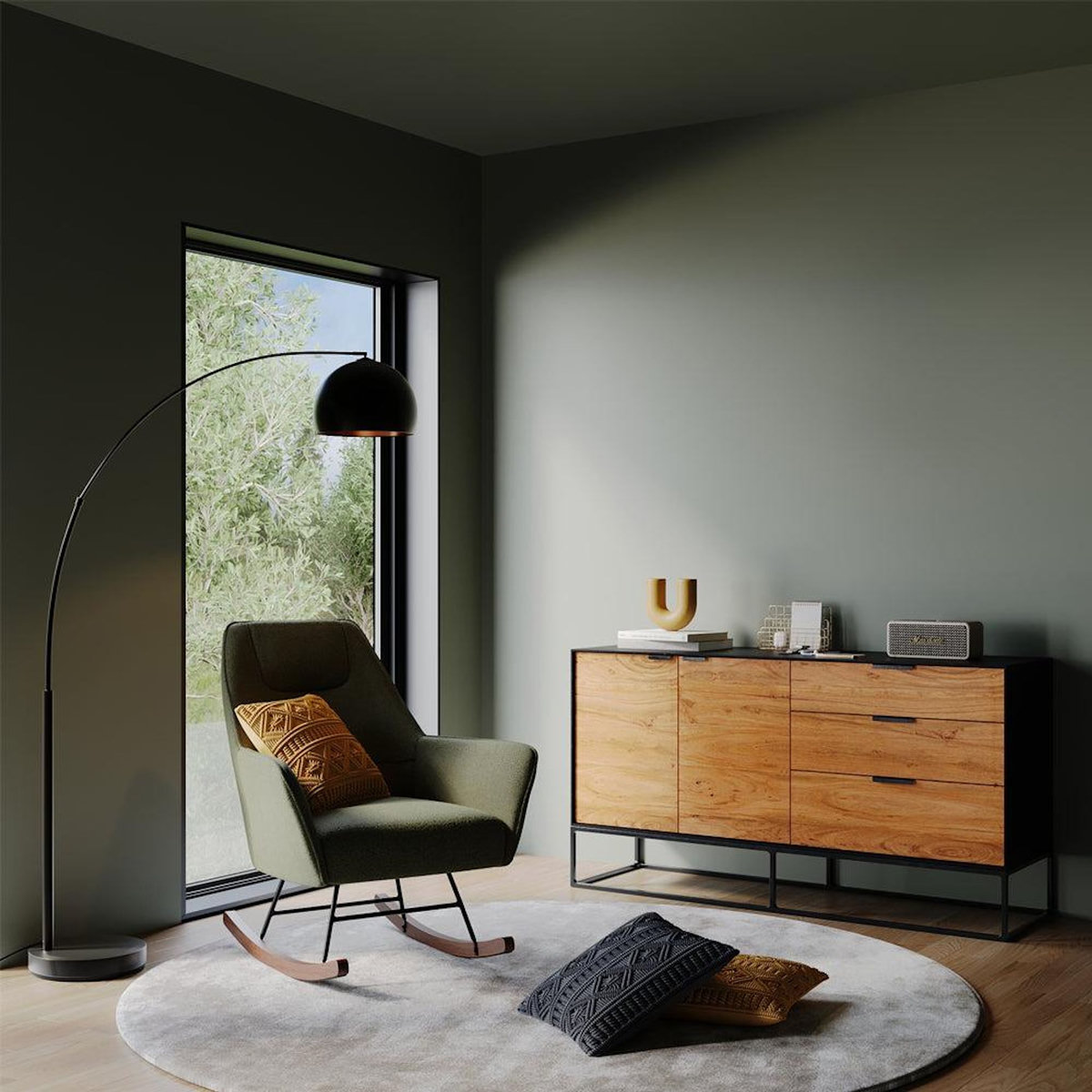 Rendez vous déco Lampadaire en métal couleur noir et laiton - Dinard