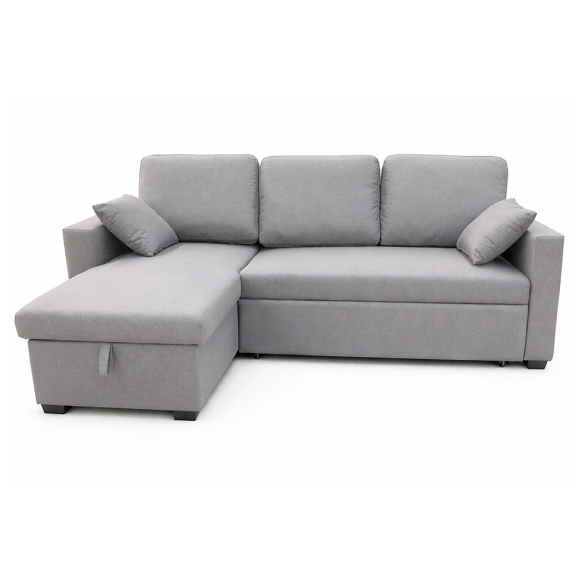 CONCEPT USINE Canapé d'angle convertible 3 places avec coffre en tissu gris CELBRIDGE