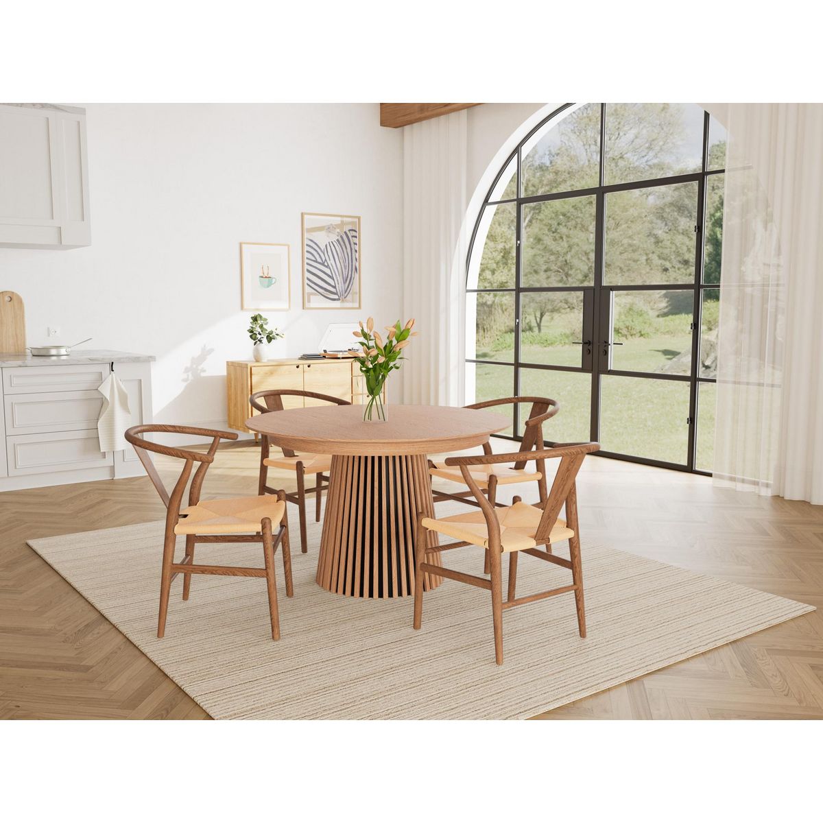 LISA DESIGN Freya - table à manger ronde extensible - effet bois - 4 à 8 personnes