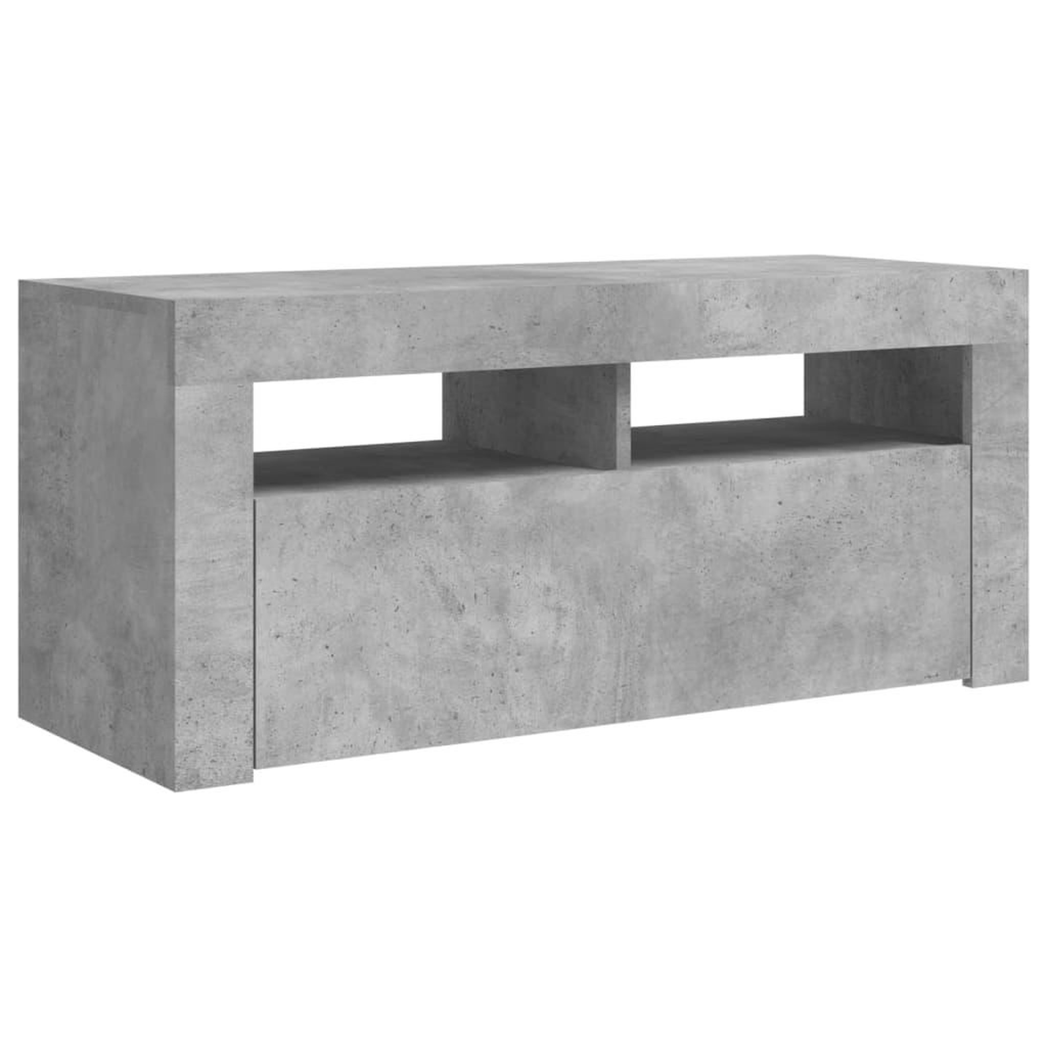 Voir la diapositive 2 : VIDAXL Meuble TV avec lumieres LED gris beton 90x35x40 cm