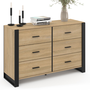 Voir la diapositive 1 : ID MARKET Commode 6 tiroirs ONYX 115 cm bois et noir