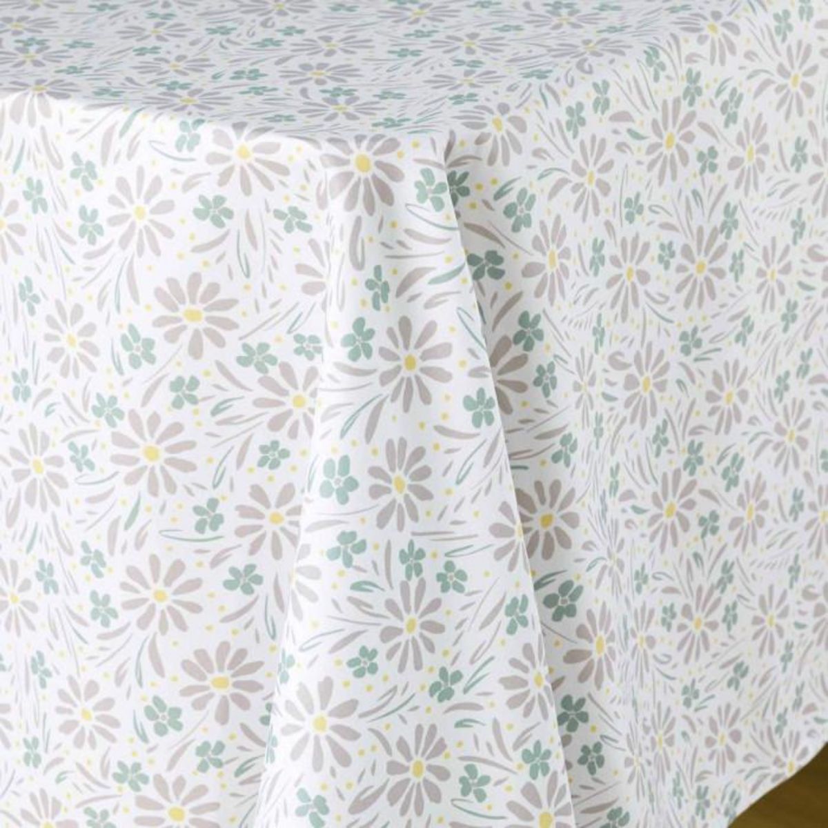 Paris Prix Nappe Microfibre Imprimé  Florelle  140x240cm Taupe