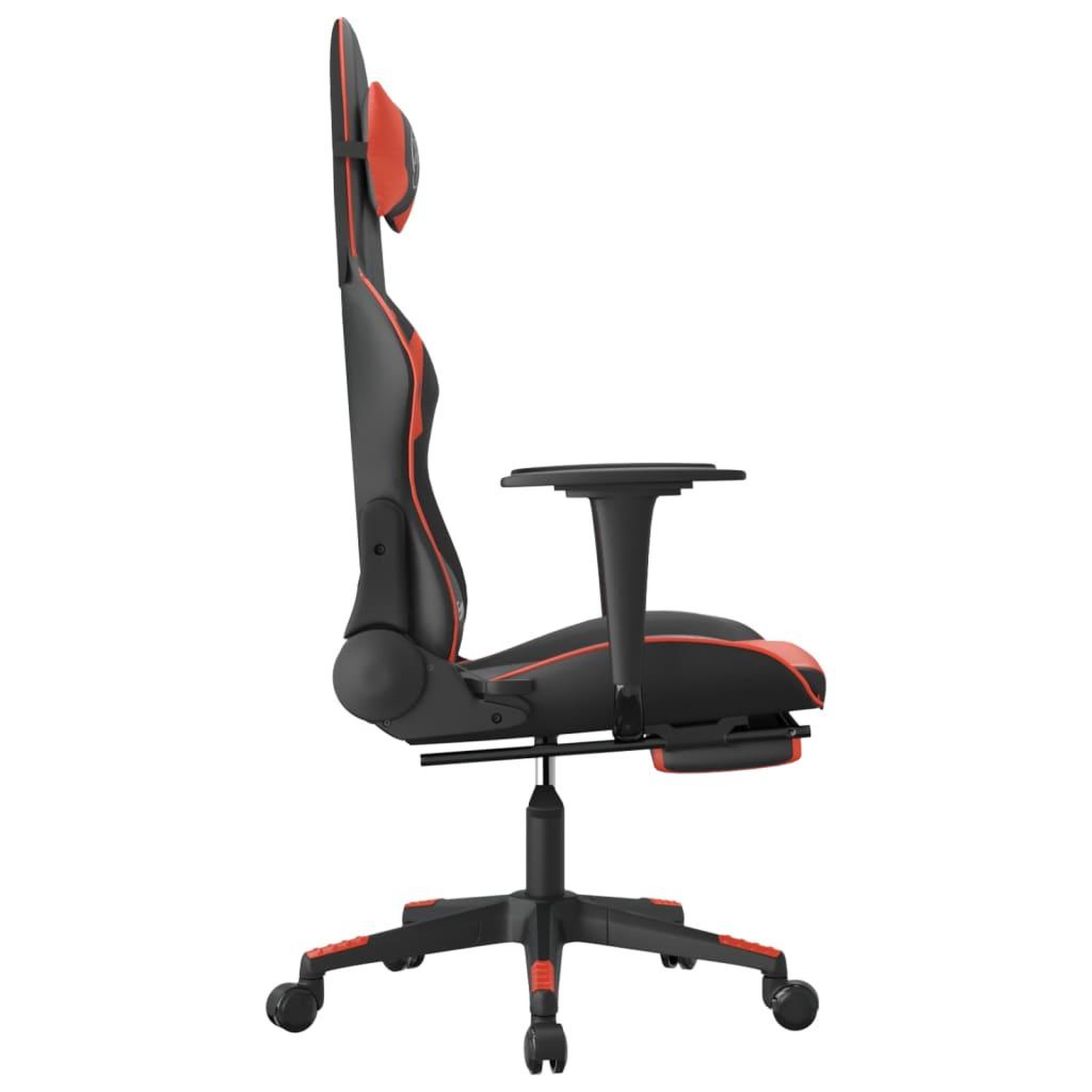 Voir la diapositive 4 : VIDAXL Chaise de jeu avec repose-pied Noir et rouge Similicuir