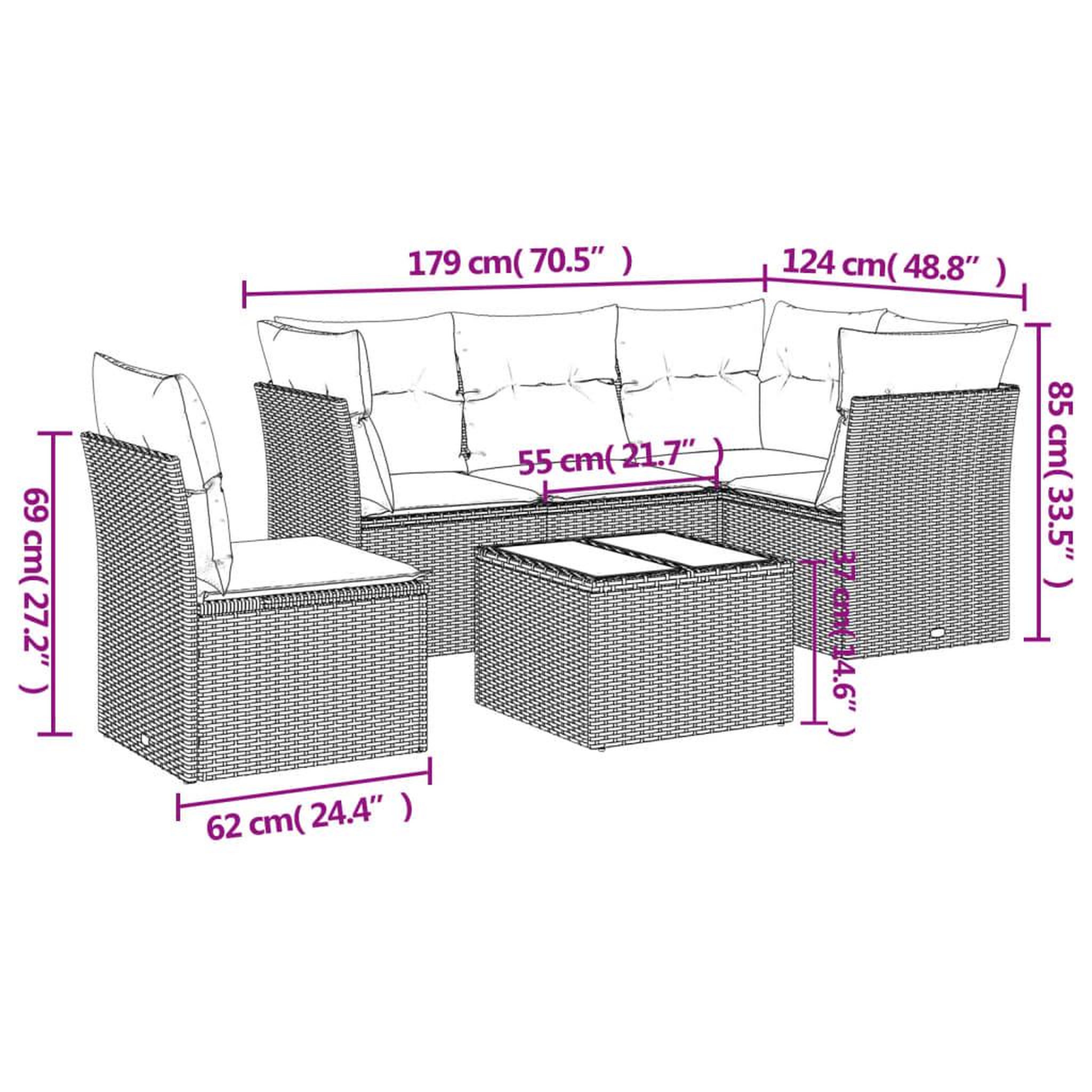 Voir la diapositive 3 : VIDAXL Salon de jardin avec coussins 6 pcs marron resine tressee