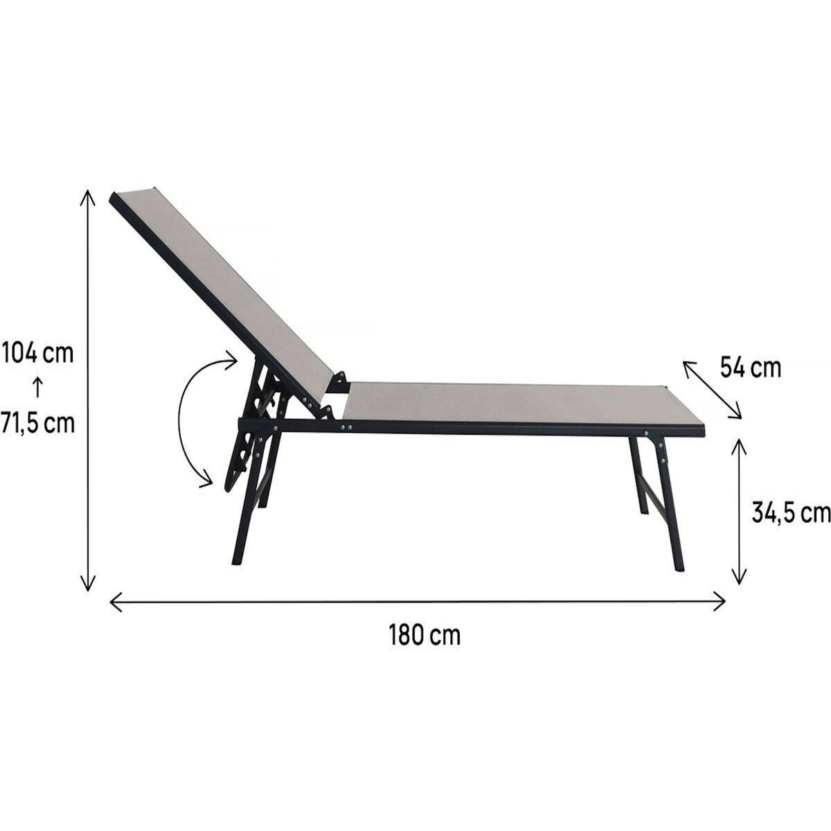 Habitat et Jardin Lot de 2 bains de soleil en métal  Sublima  - 180 x 54 x 104 cm - Taupe