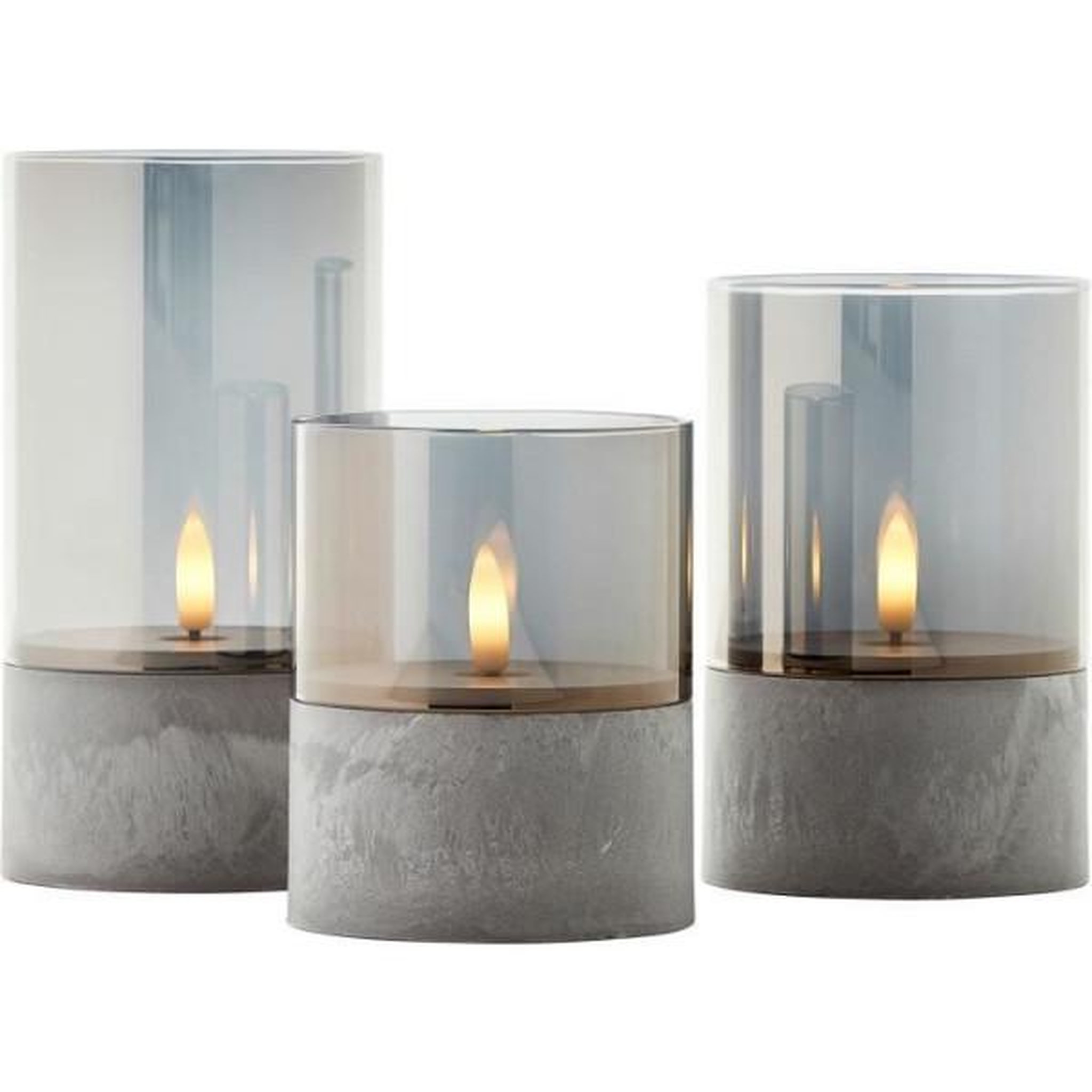Voir la diapositive 3 : BRILLIANT Lot 3 Lampes a poser LED BOUGIE BRILLIANT - 2500K - Plastique et verre - Gris et verre fumé