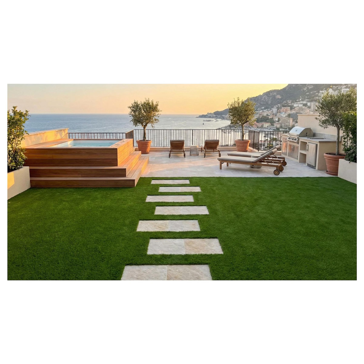 FIFTYGRASS Gazon synthétique Baya - 40 mm - Bobinot de 1m*5m - Jardin / Terasse - Balcon