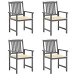 VIDAXL Chaises de jardin et coussins lot de 4 Gris Bois acacia massif