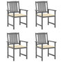 Voir la diapositive 1 : VIDAXL Chaises de jardin et coussins lot de 4 Gris Bois acacia massif
