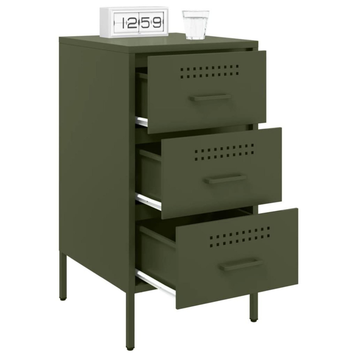 VIDAXL Tables de chevet 2 pcs vert olive 36x39x68 cm acier