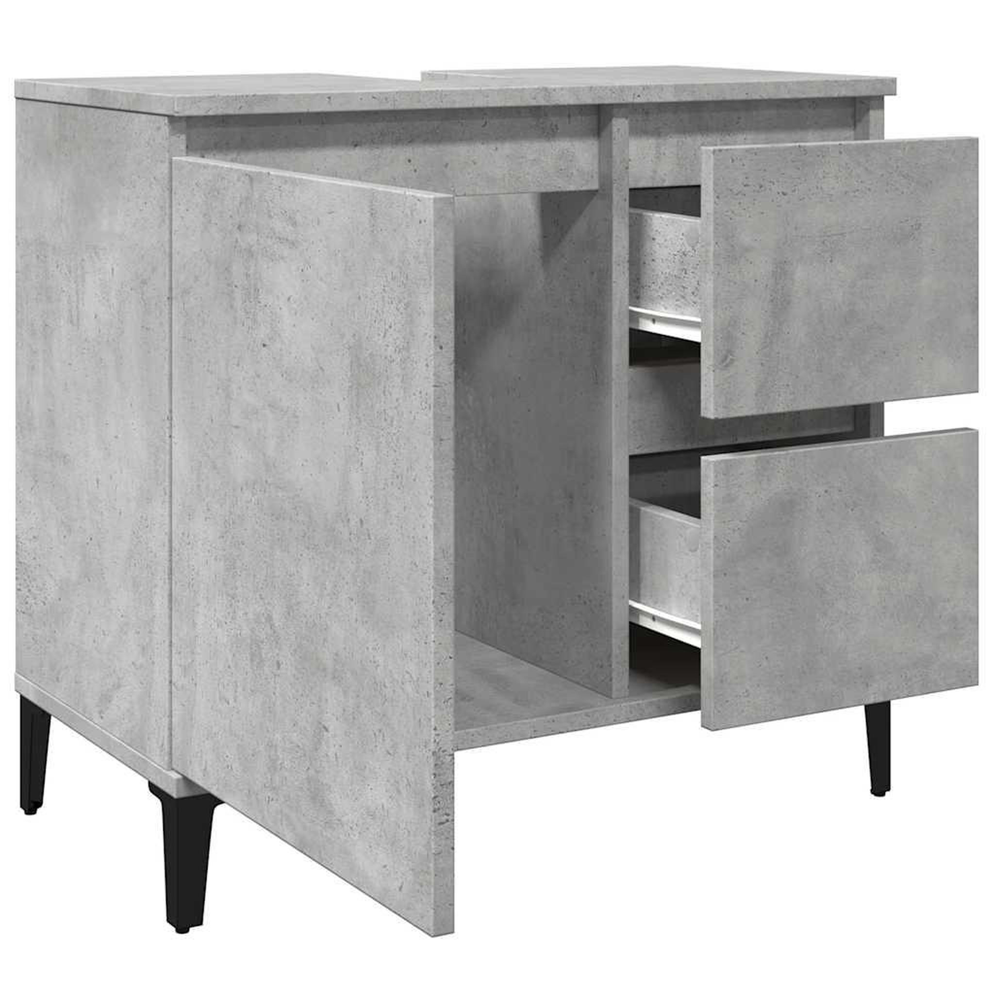Voir la diapositive 5 : VIDAXL Armoire d'evier gris beton 65x33x60 cm bois d'ingenierie