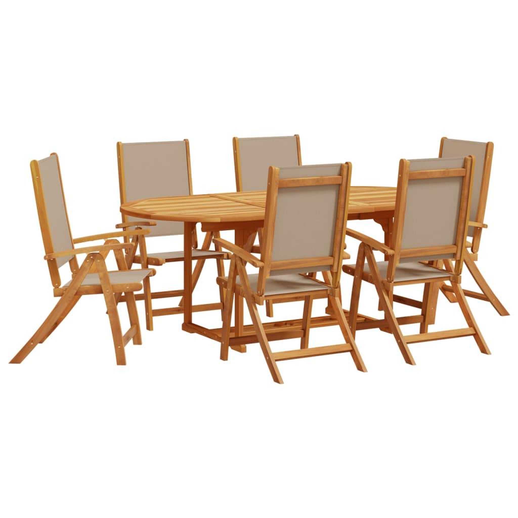 Voir la diapositive 2 : VIDAXL Ensemble a Manger de jardin 7pcs bois d'acacia solide textilene