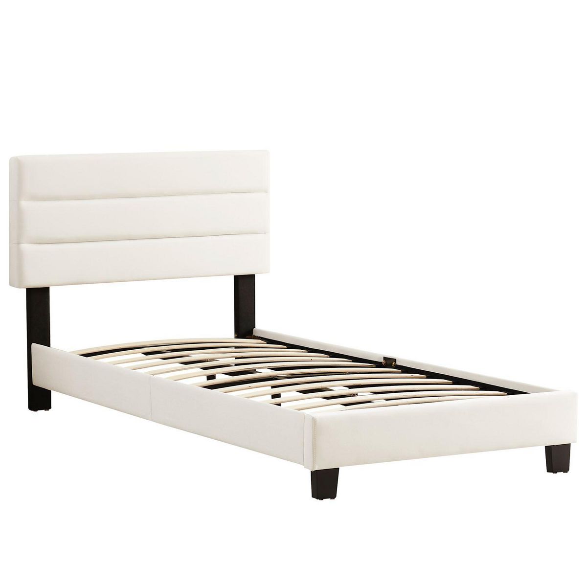 IDIMEX Lit 1 place FLORIDA, 90 x 190 cm, capitonné avec sommier, revêtement en tissu