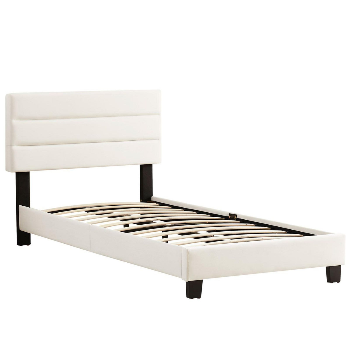 IDIMEX Lit 1 place FLORIDA, 90 x 190 cm, capitonné avec sommier, revêtement en tissu