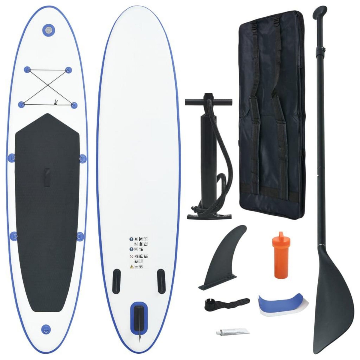 VIDAXL Ensemble de planches SUP gonflables bleu et blanc
