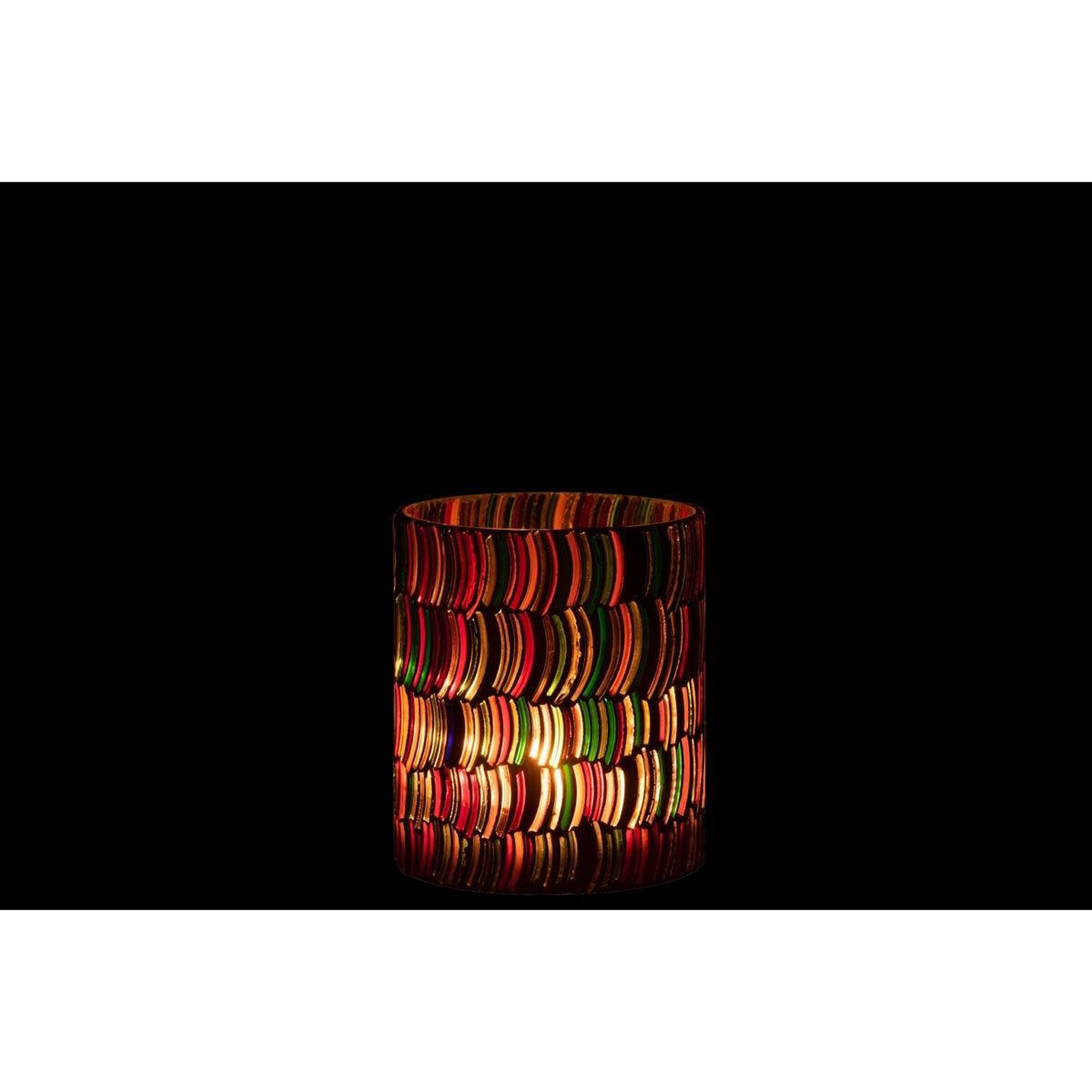 Voir la diapositive 3 : J-LINE Photophore Design  Mosaic Courbe  12cm Multicolore
