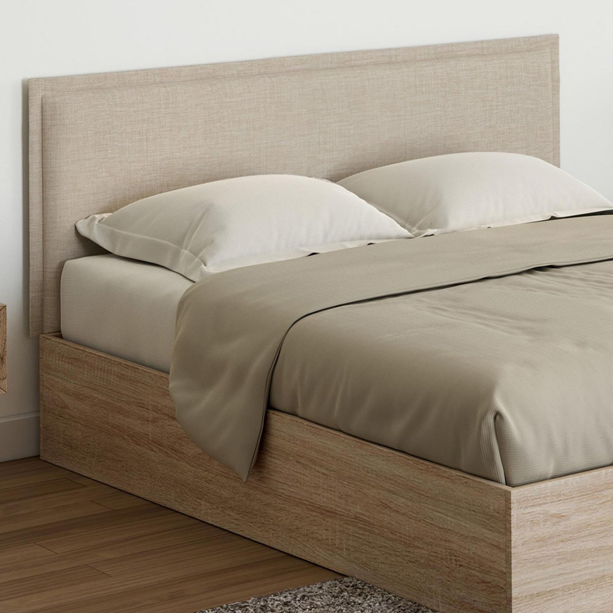 ID MARKET Tête de lit suspendue ALHYA 160 cm en tissu beige lin