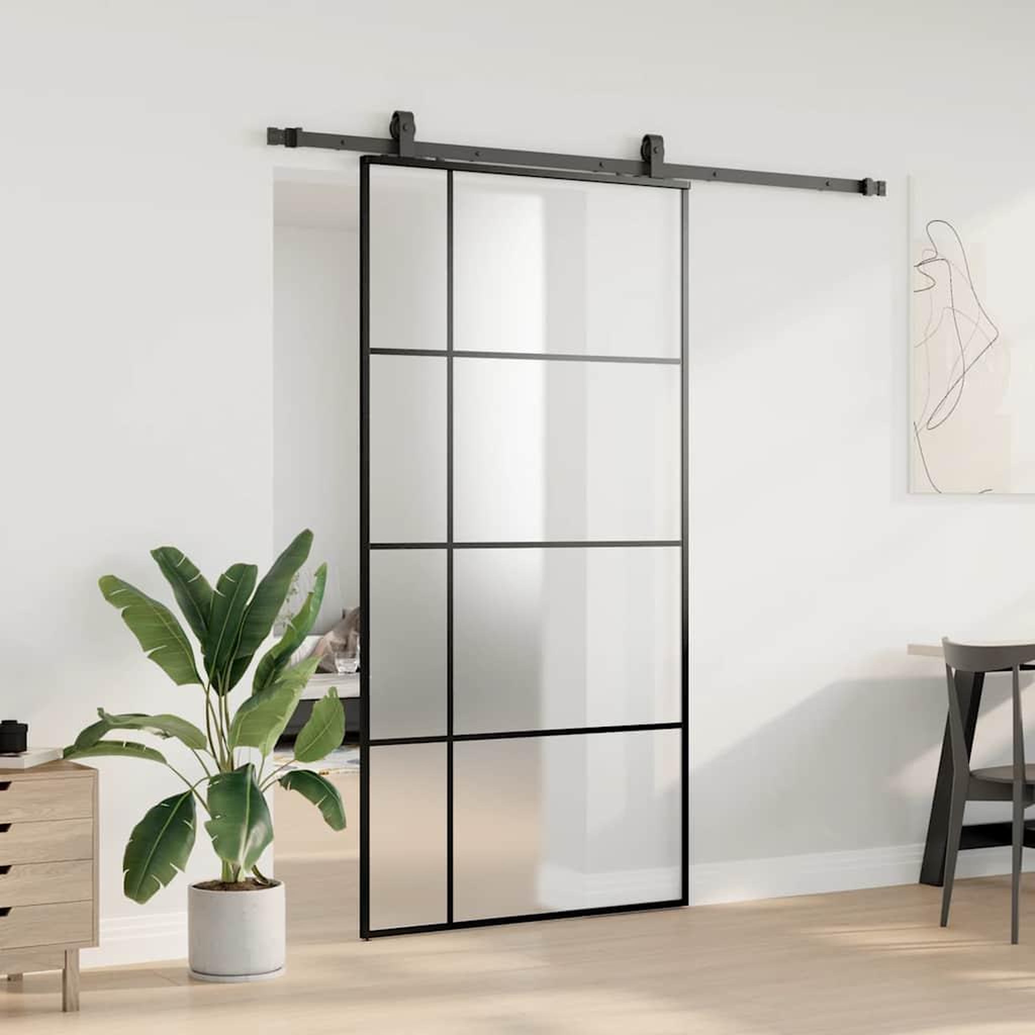 Voir la diapositive 3 : VIDAXL Porte coulissante kit de quincaillerie noir 102,5x205 cm