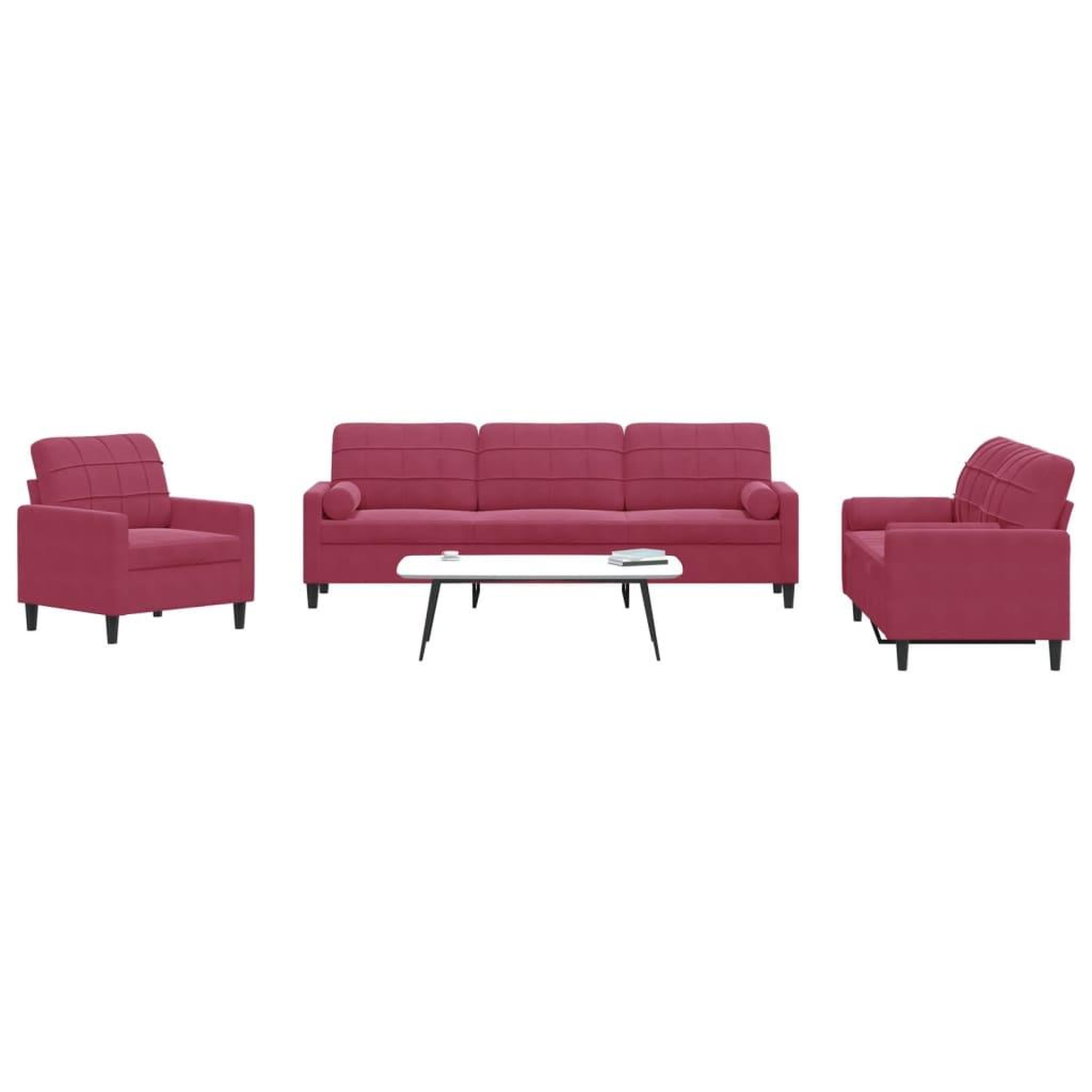 VIDAXL Ensemble de canapes 3 pcs avec coussins et traversins velours