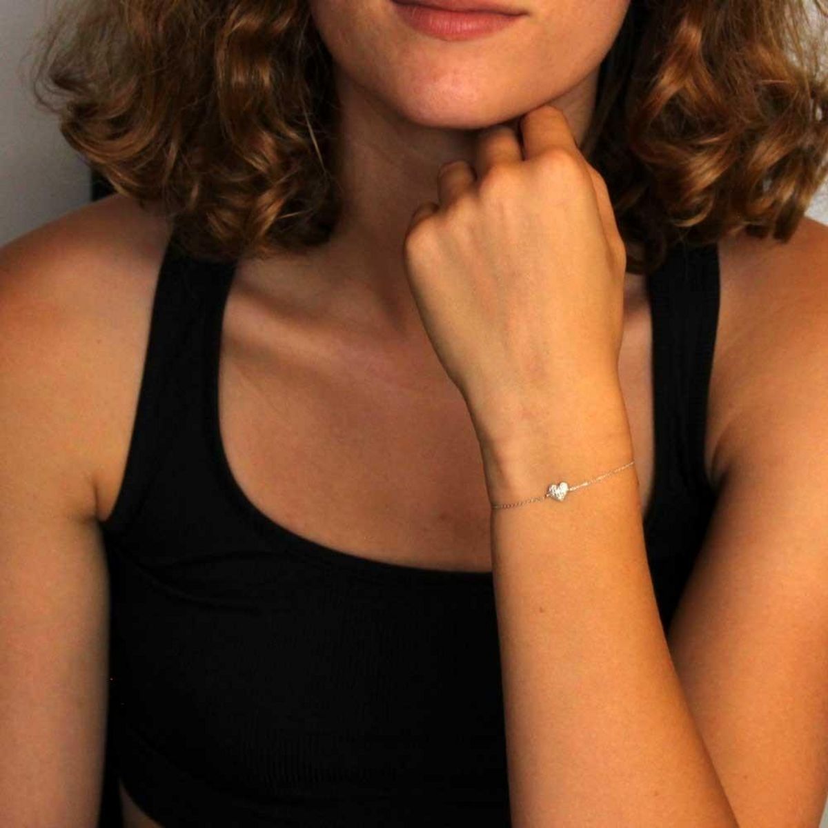 L'ATELIER D'AZUR Bracelet Or Blanc et Diamants - Motif Coeur