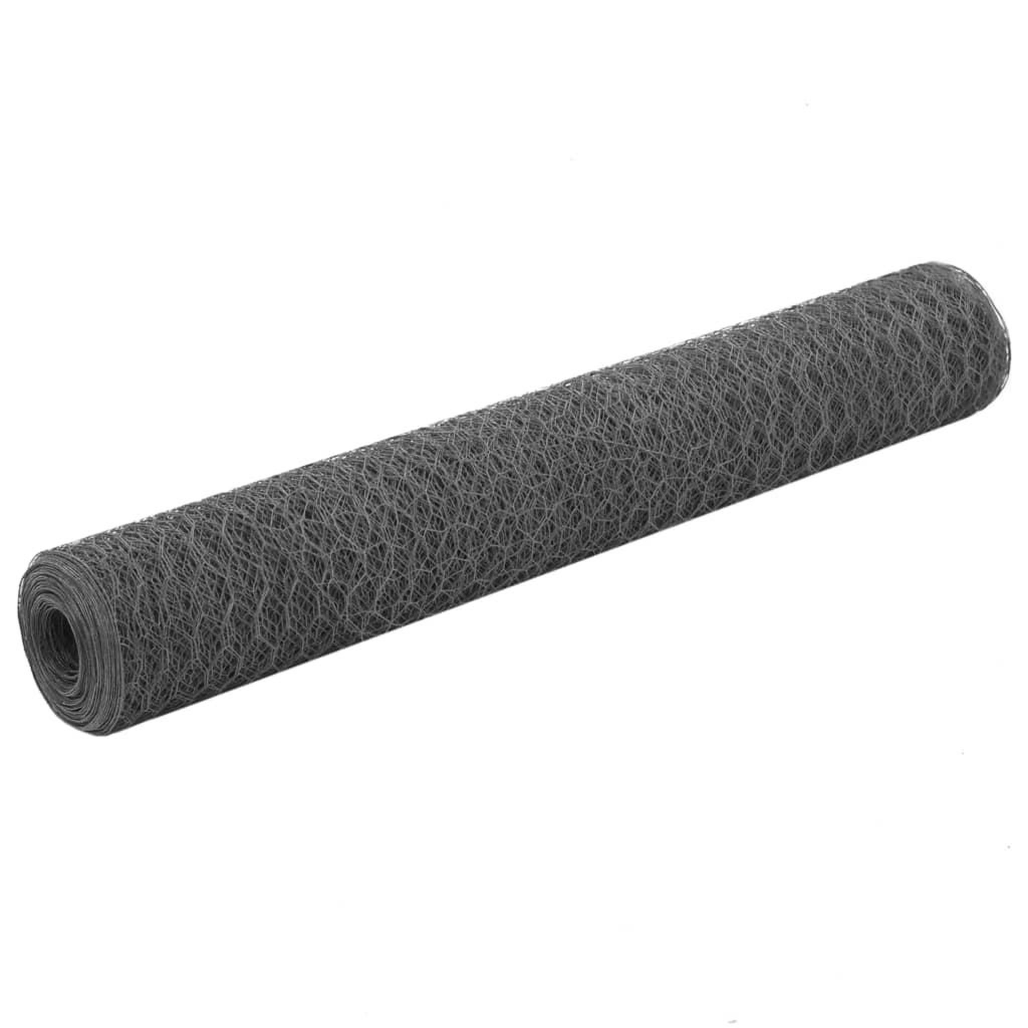 VIDAXL Grillage Acier et revetement en PVC 25 x 1 m Gris