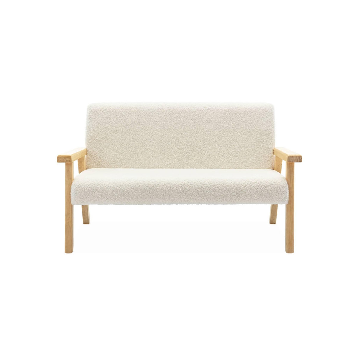 SWEEEK Banquette canapé enfant en bois et tissu bouclette. Isak. L 84 x P 43.5 x H 50cm