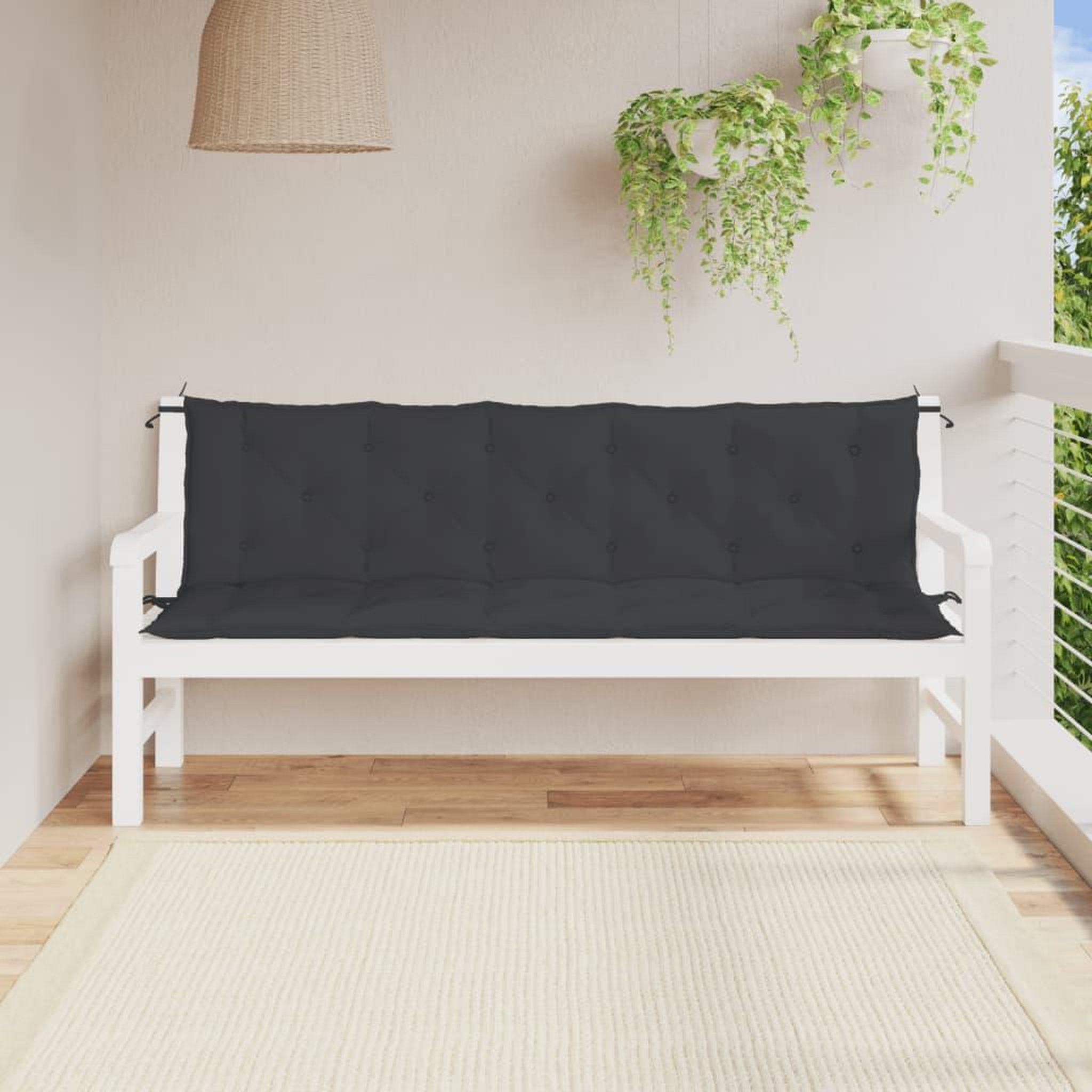VIDAXL Coussins de banc jardin lot de 2 noir 180x50x7 cm tissu Oxford