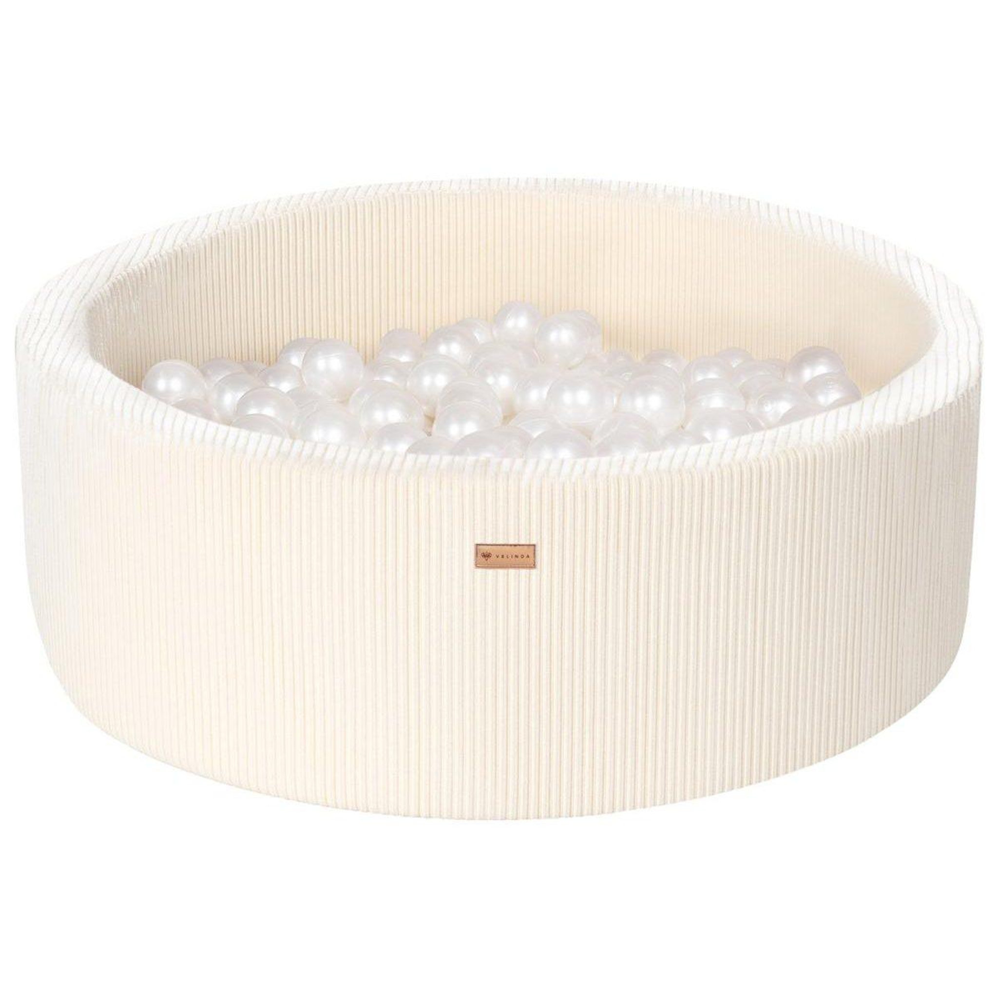 VELINDA Piscine à balles en velours côtelé avec 200 balles, diamètre env. 90 cm — crème