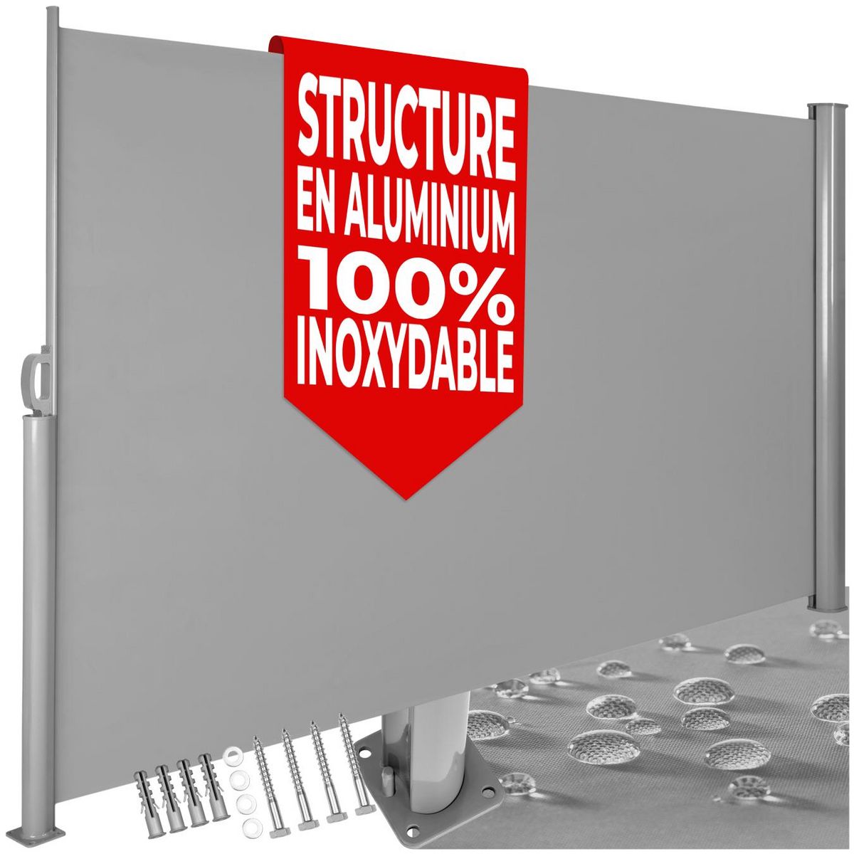 tectake Store latéral Brise-vue en Aluminium gris