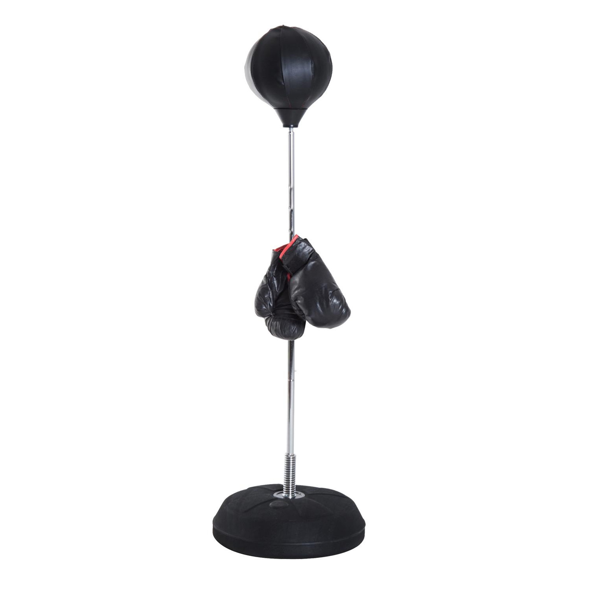 HOMCOM Punching ball sur pied réglable en hauteur 126-144 cm avec gants, pompe et base de lestage noir