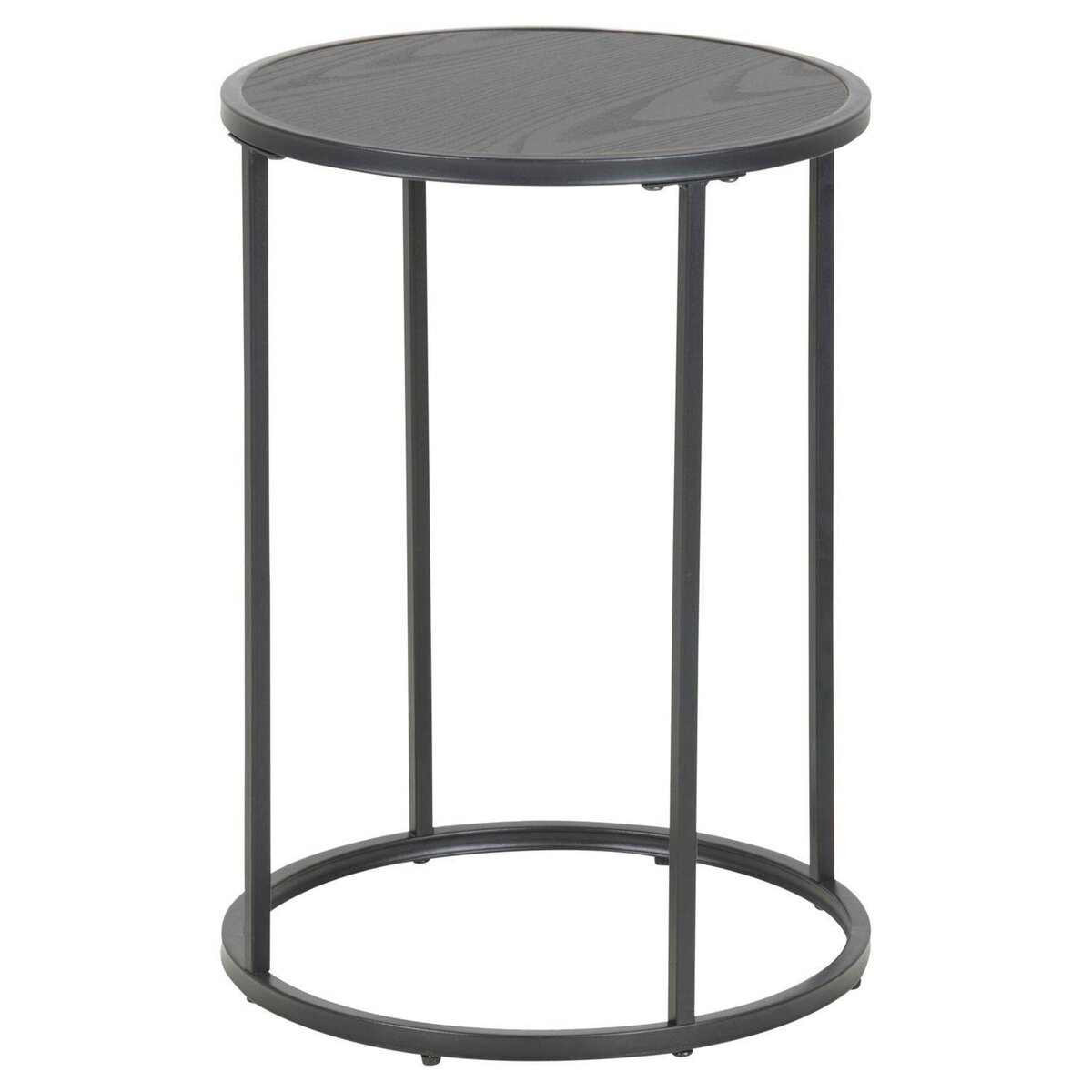 TOILINUX Table d'appoint ou bout de canapé rond en MDF et métal Diam.45cm - Noir