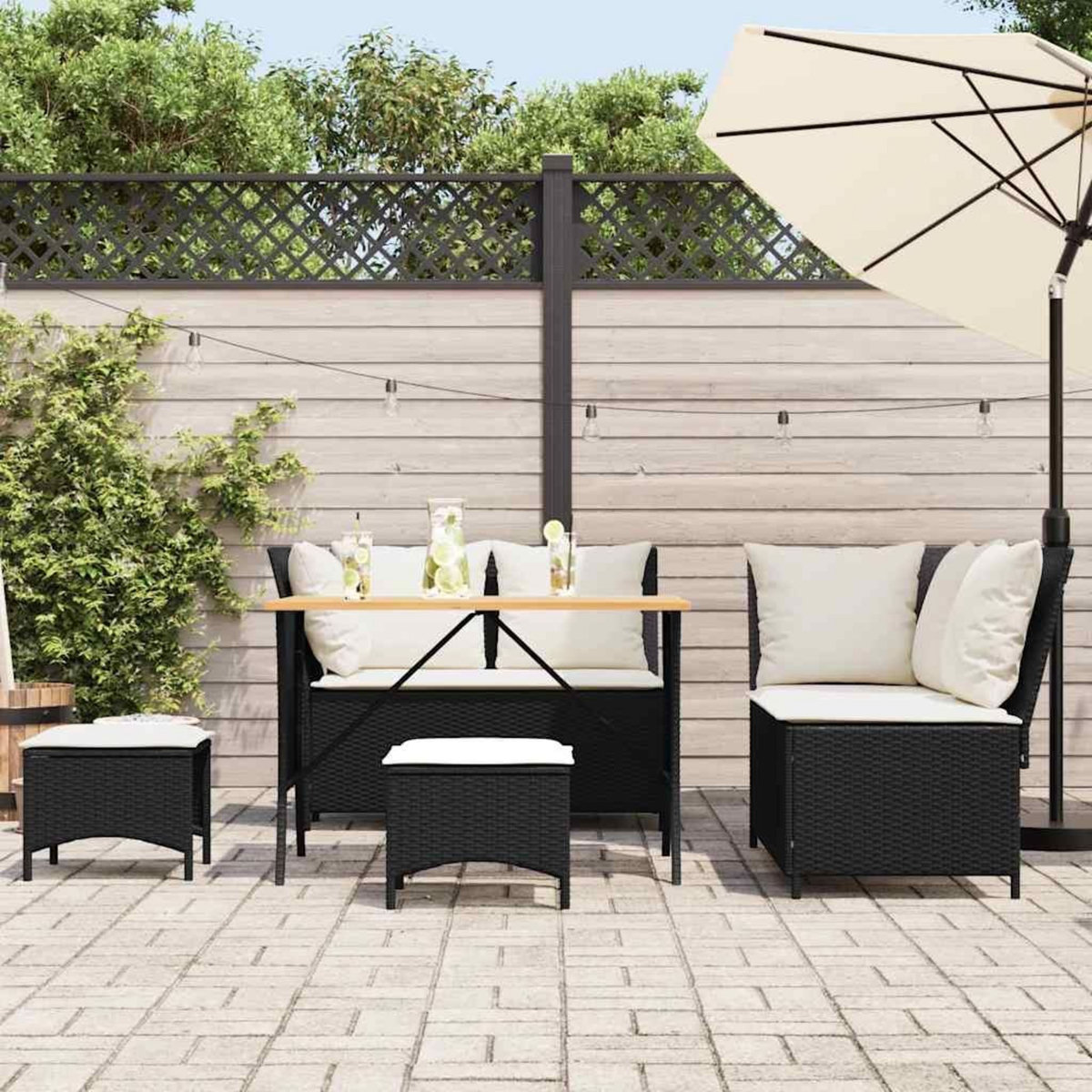 VIDAXL Salon de jardin 5 pcs avec coussins noir resine tressee