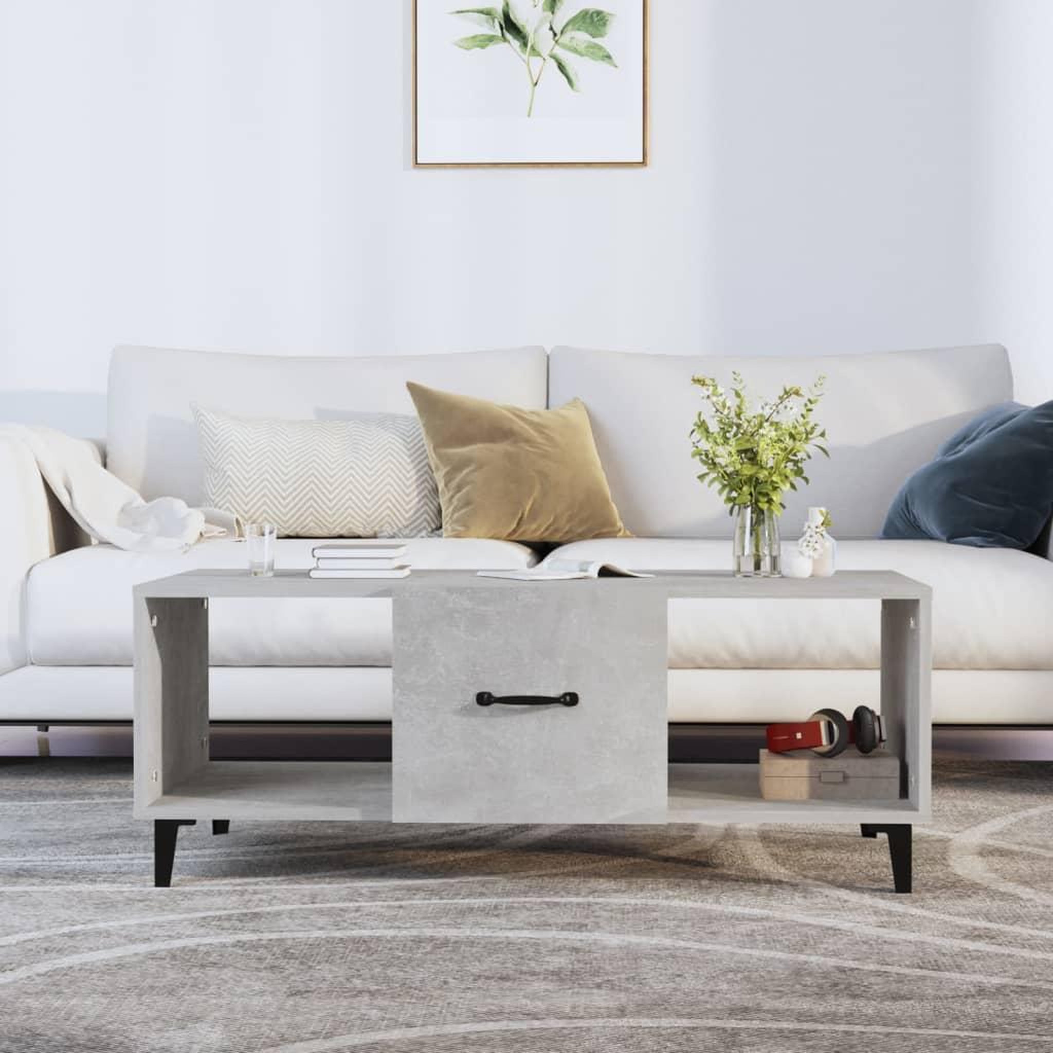 Voir la diapositive 1 : VIDAXL Table basse Gris beton 102x50x40 cm Bois d'ingenierie