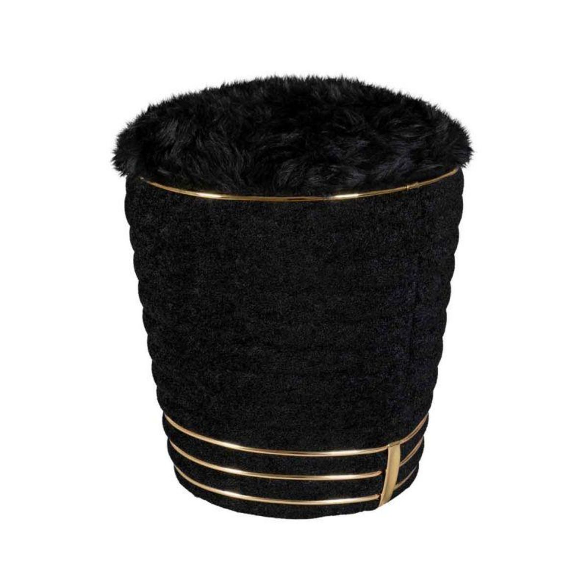 Paris Prix Tabouret Déco en Tissu  Doric  50cm Noir & Or