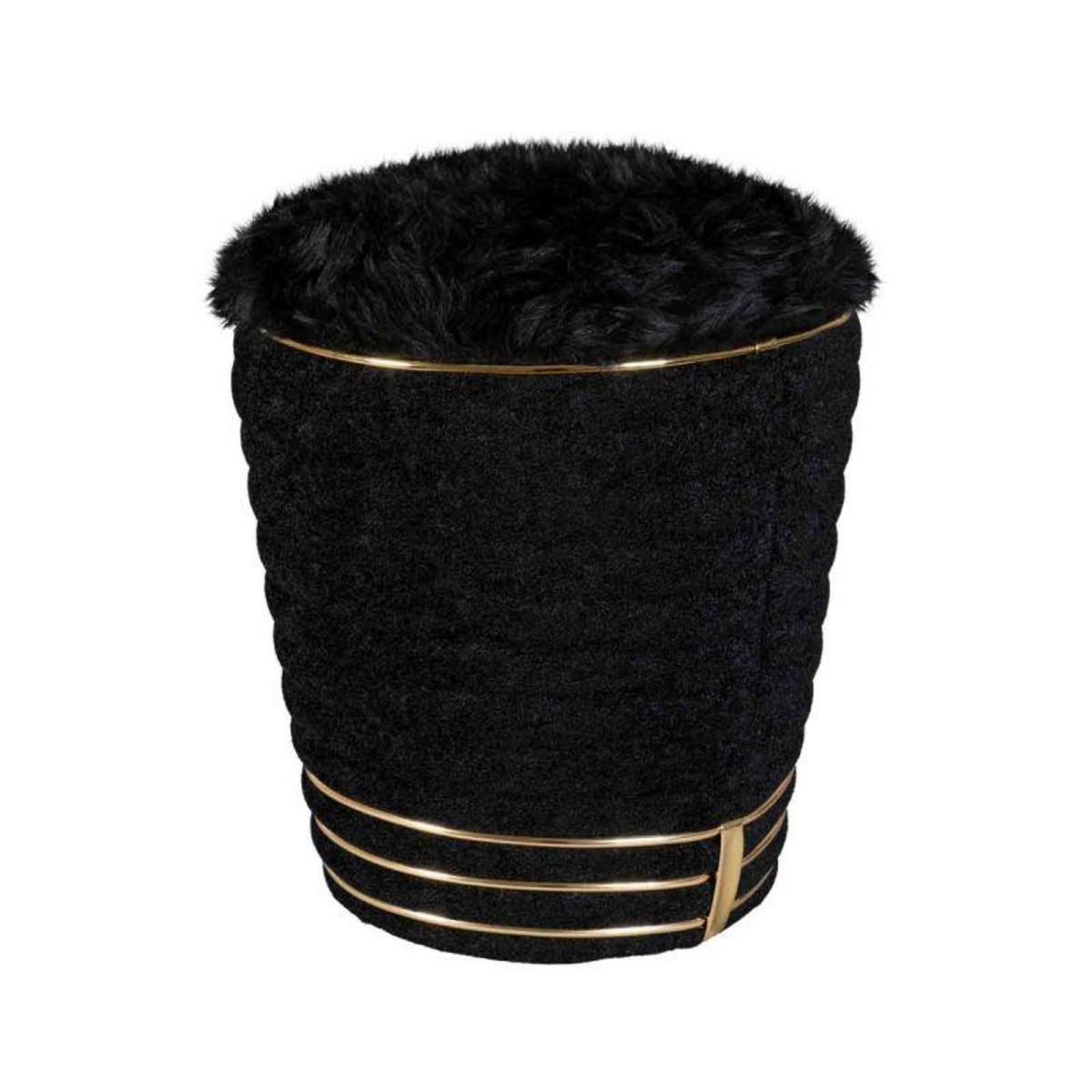 Paris Prix Tabouret Déco en Tissu  Doric  50cm Noir & Or