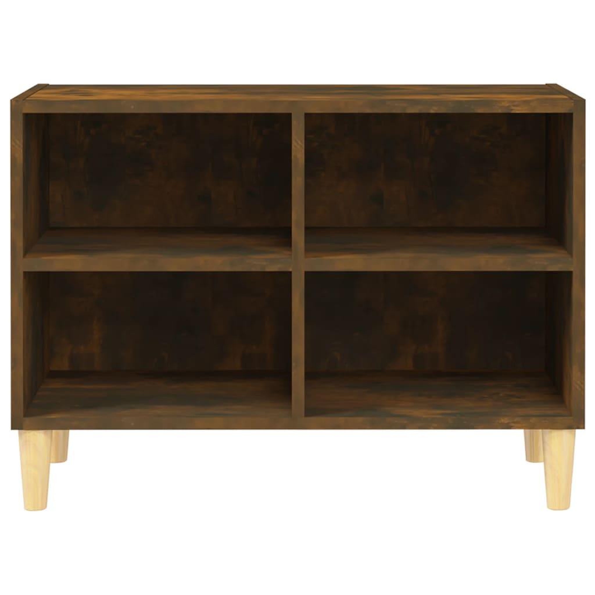 Voir la diapositive 4 : VIDAXL Meuble TV avec pieds en bois massif Chene fume 69,5x30x50 cm